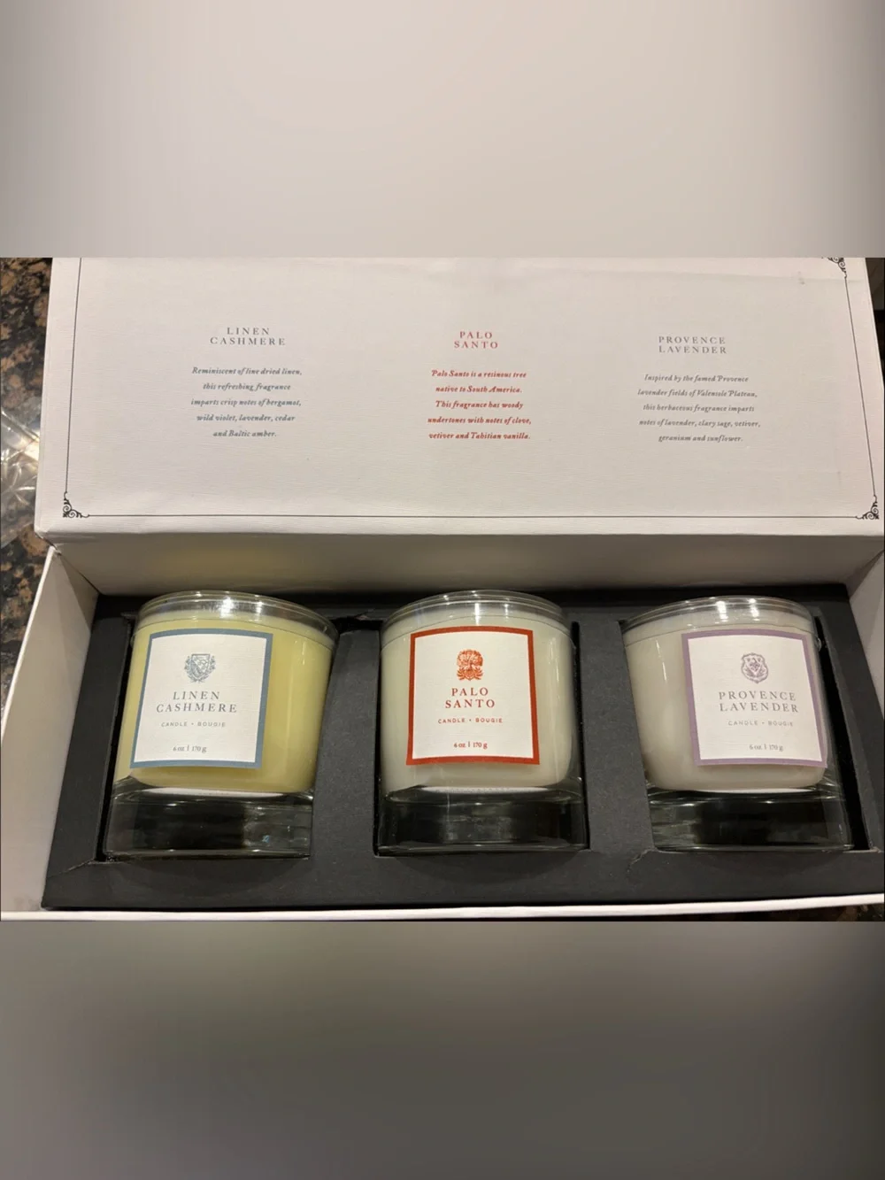 NWT Pottery Barn Set of 3 Apothecary Candles in Gift Box